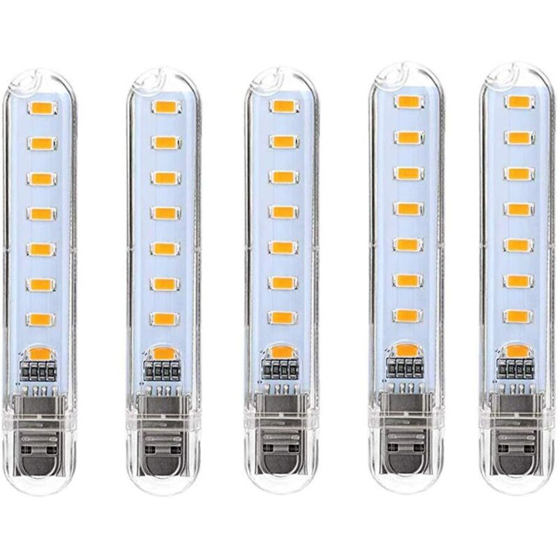 Usb-led-lampe, Mini-usb-led-lampe, 5er-pack Tastaturbeleuchtung Für Pc, Laptop, Powerbank (kaltweiß) [energieklasse G]