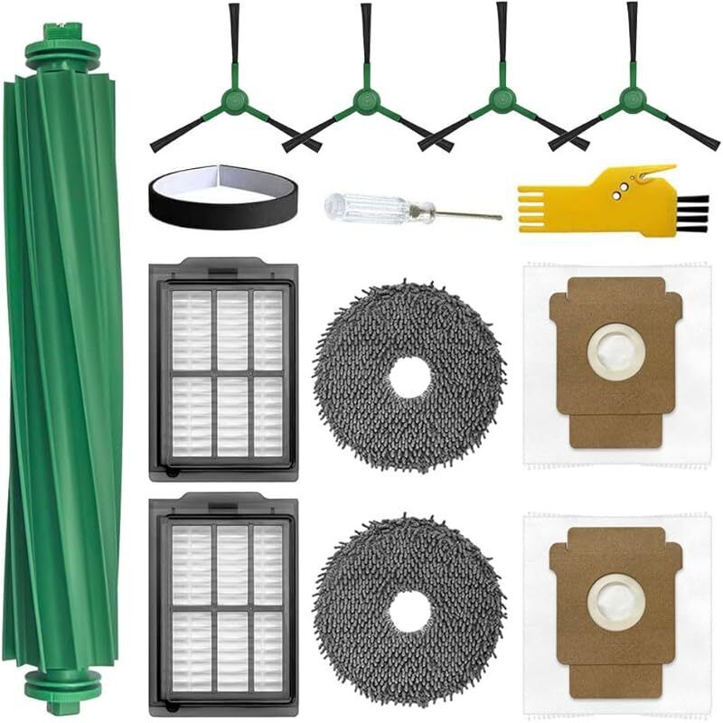 Zubehör Für Irobot Roomba Plus 505 Combo & 405 Combo Saugroboter – 12er-pack: 1 Hauptbürste, 2 Filter, 4 Seitenbürsten, 2 Wischmopps, 2 Beutel, 1 Stoßschutzleiste