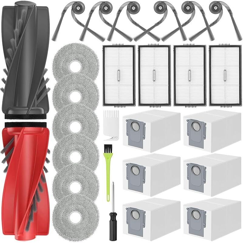 Zubehörset Für Roborock Saros 10r / Qrevo Curv: Ersatzteile Für Den 10r, 2 Hauptbürsten, 6 Staubbeutel, 6 Wischmopps, 4 Filter, 6 Seitenbürsten