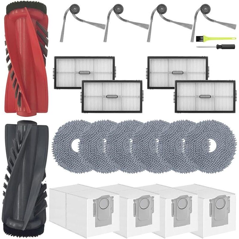 Ersatzzubehör Für Roborock Saros 10r/ Qrevo Curvx Staubsauger, Bestehend Aus 1 Hauptbürste, 4 Staubbeuteln, 4 Seitenbürsten, 4 Hepa-filtern Und 6 Wischpads