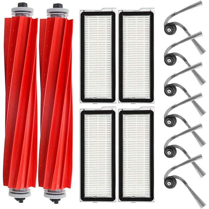 Set Mit 12 Ersatzteilen, Kompatibel Mit Roborock Qv 35a / Qv 35s / Qr 798 / Qr 598 Saugroboter, 2 Walzenbürsten + 6 Seitenbürsten + 4 Filter