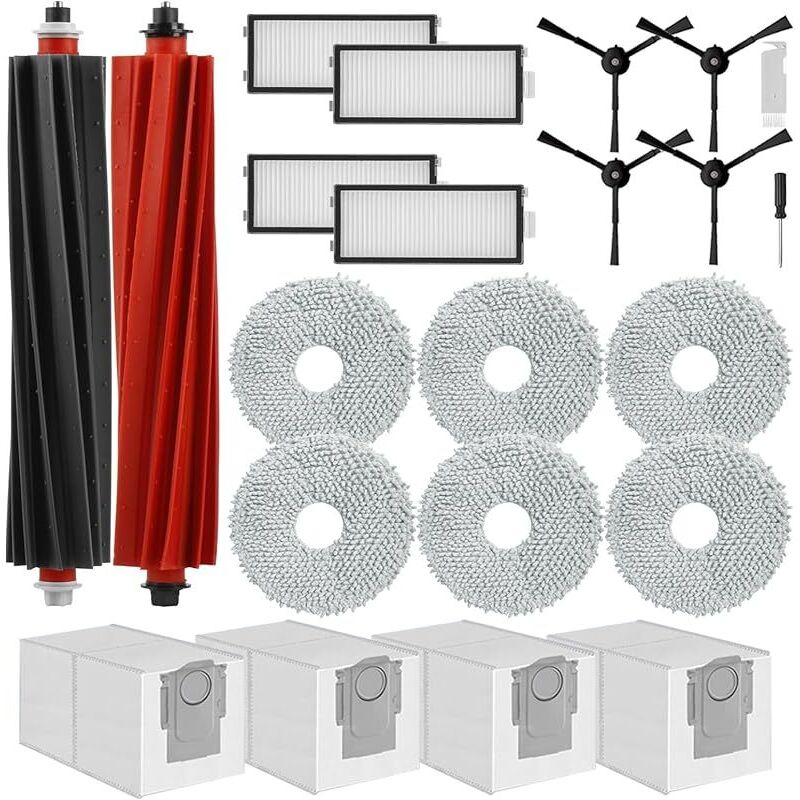 Zubehör Für Den Roborock Qrevo Slim/qrevo Master Saugroboter, Ersatzteile: 2 Walzenbürsten, 6 Wischpads, 4 Staubbeutel, 4 Hepa-filter, 4 Seitenbürsten