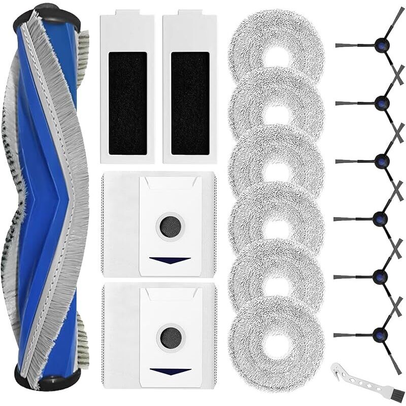 Zubehörset Für Den Ecovacs Deebot T30 Pro Omni / T30 Omni Saugroboter: 1 Walzenbürste, 2 Hepa-filter, 6 Staubbeutel, 2 Seitenbürsten, 1 Reinigungstuch (18-teiliges Set)