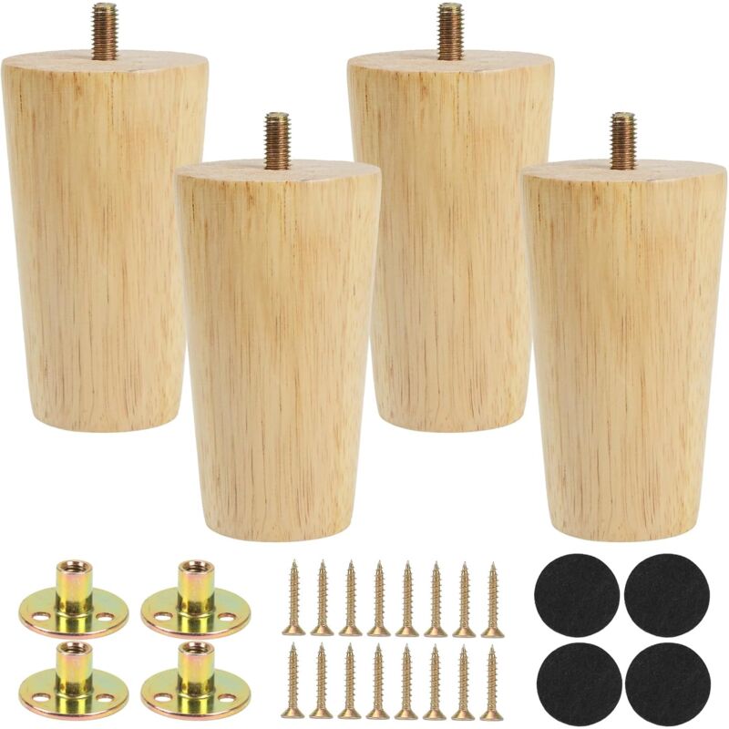 4 Stück Massivholz-möbelfüße, Holz-sofabeine, Ersatz-möbelfüße Aus Holz Für Schlafsofa, Kommode, Sessel, Nachttisch, Kleiderschrank (10 Cm)