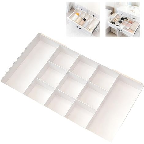 Erweiterbare Aufbewahrungsbox Mit 9 Fächern Und Herausnehmbaren Trennwänden, Geeignet Für Schminktische, Schreibtische, Küchen, Flache Schubladen Und Tischplatten, Doppelt