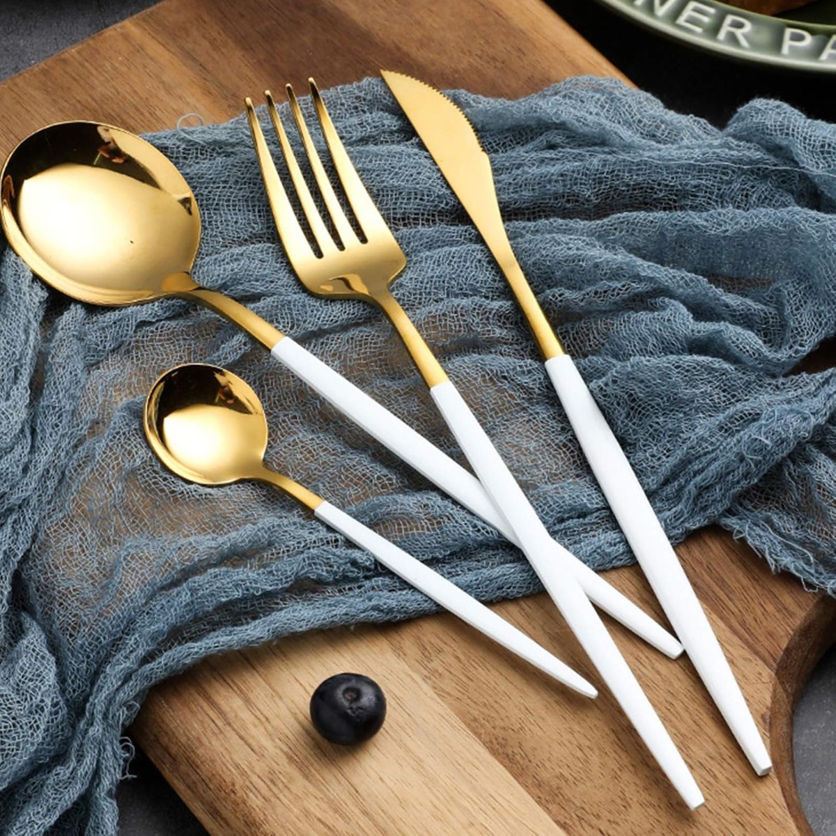 Luxito Orion Prestige Gold 24-teiliges Weißgold-besteckset Für 6 Personen