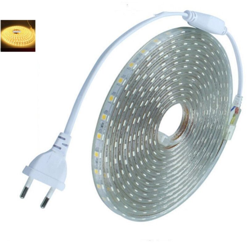 2 M, Warmweißer Led-streifen Mit Schalter, Heller Led-streifen, Wasserdichter Led-streifen (ip65), 220-v-led-streifen
