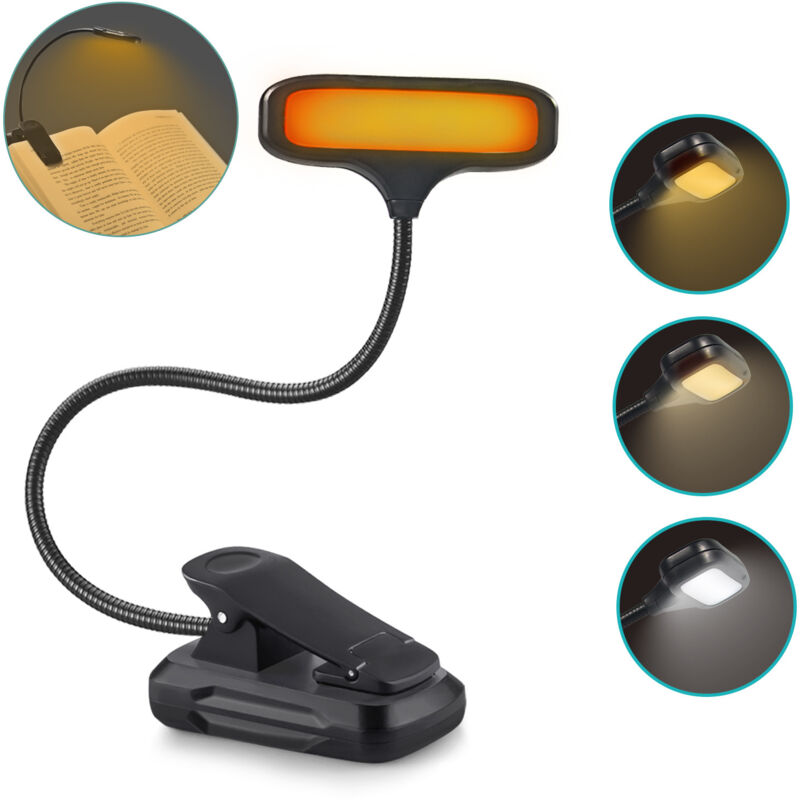 400-mah-clip-leselampe, Augenschutz, 3 Farben, 3 Helligkeitsstufen, Wiederaufladbare, Tragbare Leselampe, Ideales Geschenk Für Leseratten