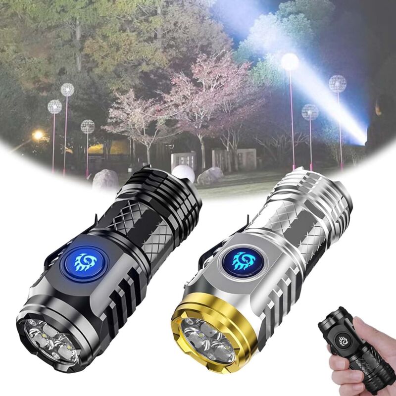 Dreiäugiges Monster-taschenlampe, Mini-taschenlampe, Ultrahelle Led-taschenlampe, Wiederaufladbare Taschenlampe, Wasserdichte Taschenlampe Für Outdoor-camping (schwarz + Silber) [energieklasse]
