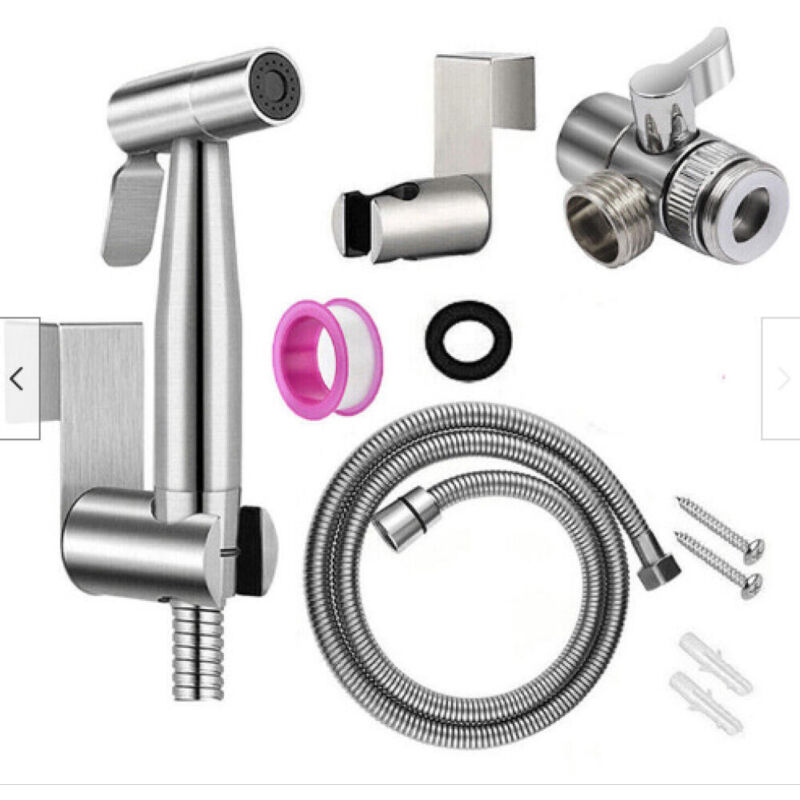 (g1/2''-3/8'')handbrause Für Bidet, Sprühset Aus Gebürstetem Nickel-edelstahl, Badreiniger Für Stoffwindeln, Tragbare, Rostfreie Duschdüse