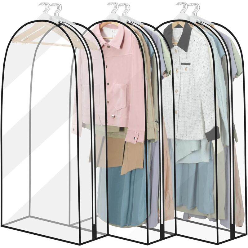 Set Mit 3 Wasserdichten Kleidersäcken (60 X 102 Cm), Staubdicht Und Staubabweisend, Mit Reißverschluss Für Anzüge Und Mäntel.