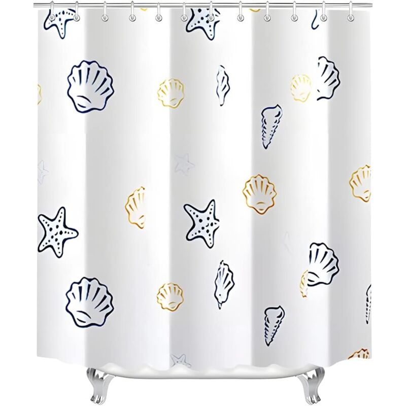 Duschvorhang 80 X 180 Cm – Sea World-muster – Beschwerter Saum – Schimmelresistent – Wasserdicht – Waschbar – Polyester – Mit Ösen Und 8 Duschvorhangringen – Für Das Badezimmer,