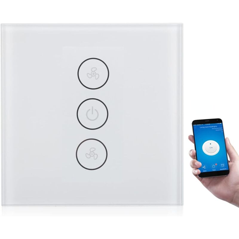 (weiß) Intelligenter Lüfterschalter Mit Wlan-sprachsteuerung Und Fernbedienung