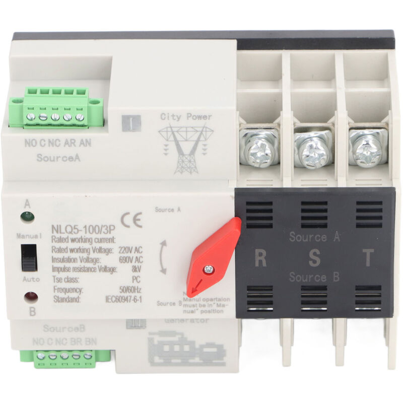 3p Millisekunden-doppelleistungs-umschalter, Schnellschalt-zeitregler, Ac220v, Ats-schienentyp, Netzanschluss An Motor 63a