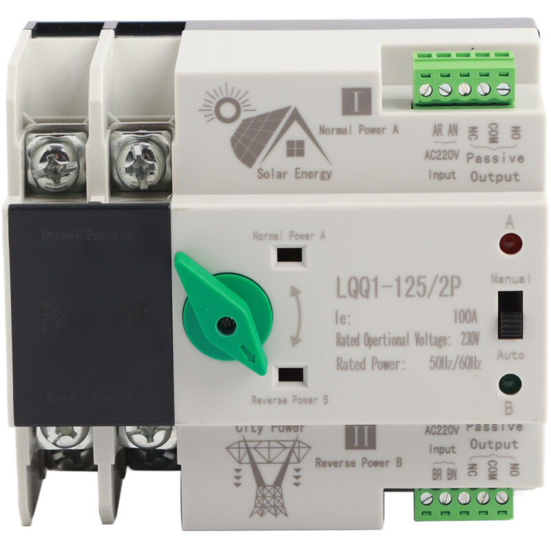 2p Dual Power Automatischer Umschalter, Millisekundenschaltung, Schneller Ac230v 100a Haus-pv-regler