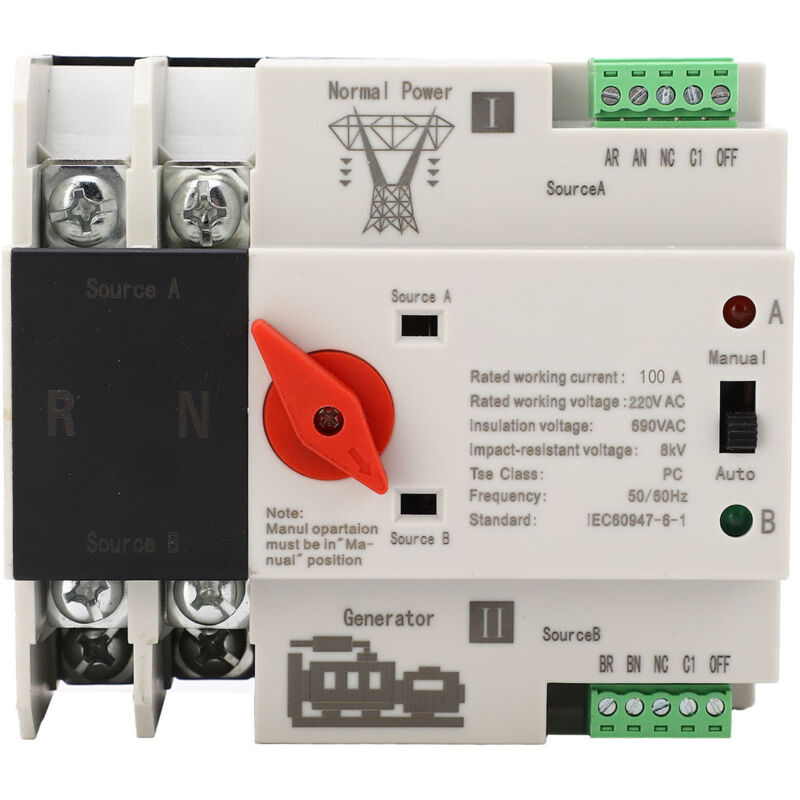 2p Dual Power Automatischer Umschalter, Flammhemmend, Für Ac220v 100a Generator