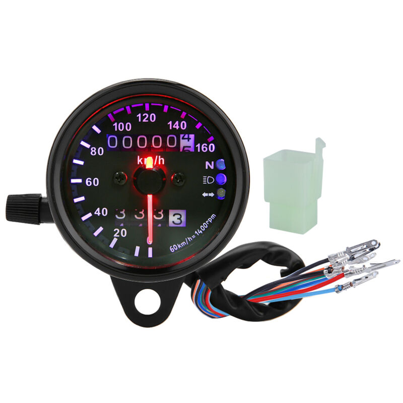 Terisass Motorrad-kilometerzähler, Led-hintergrundbeleuchteter Dual-digital-tachometer, Drehzahlmesser, Kilometerzähleranzeige, Km/h-tachometer, Universell Für Die Meisten