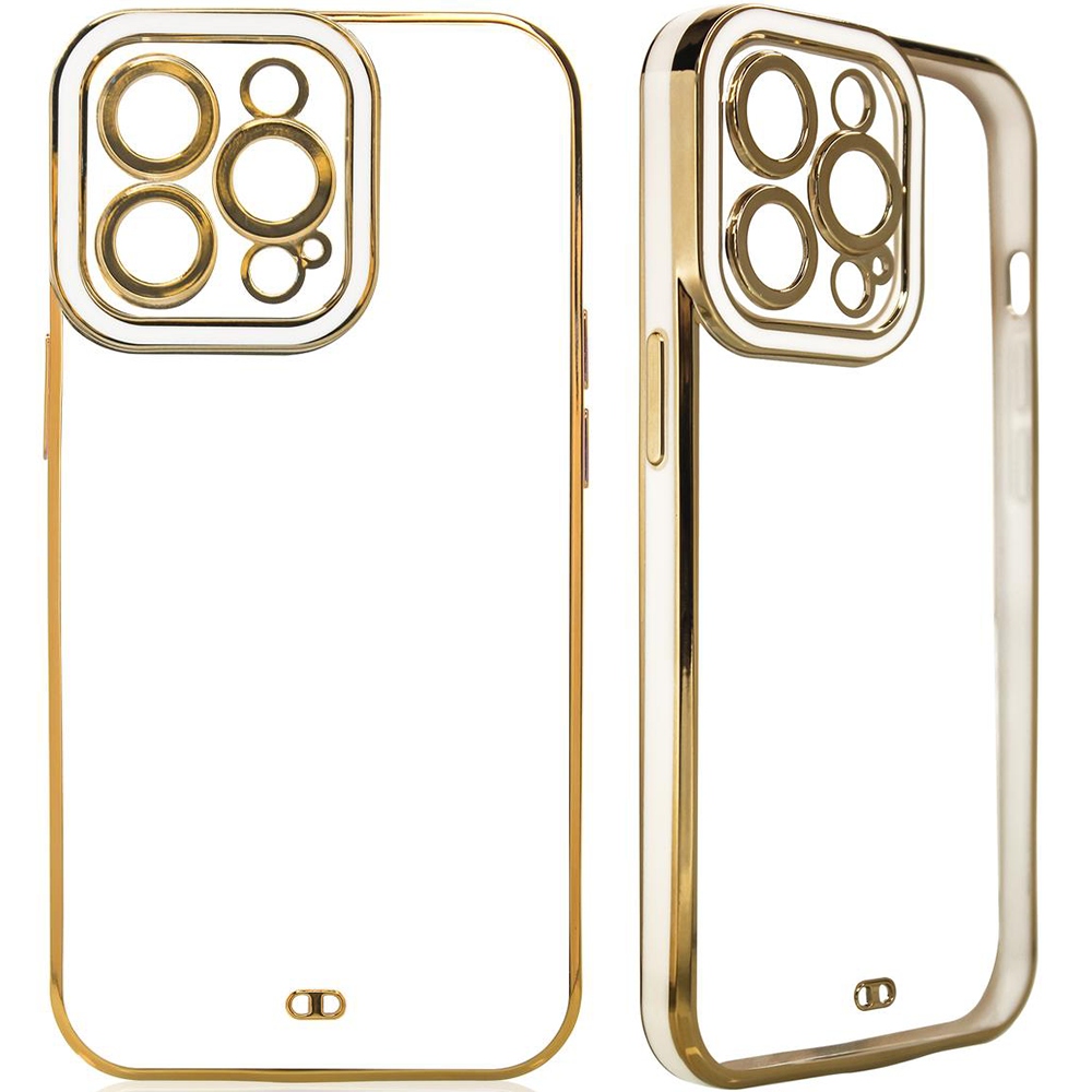 Modische Schutzhülle Für Xiaomi Redmi Note 11 Pro, Gel-cover Mit Goldenem Rahmen, Weiß