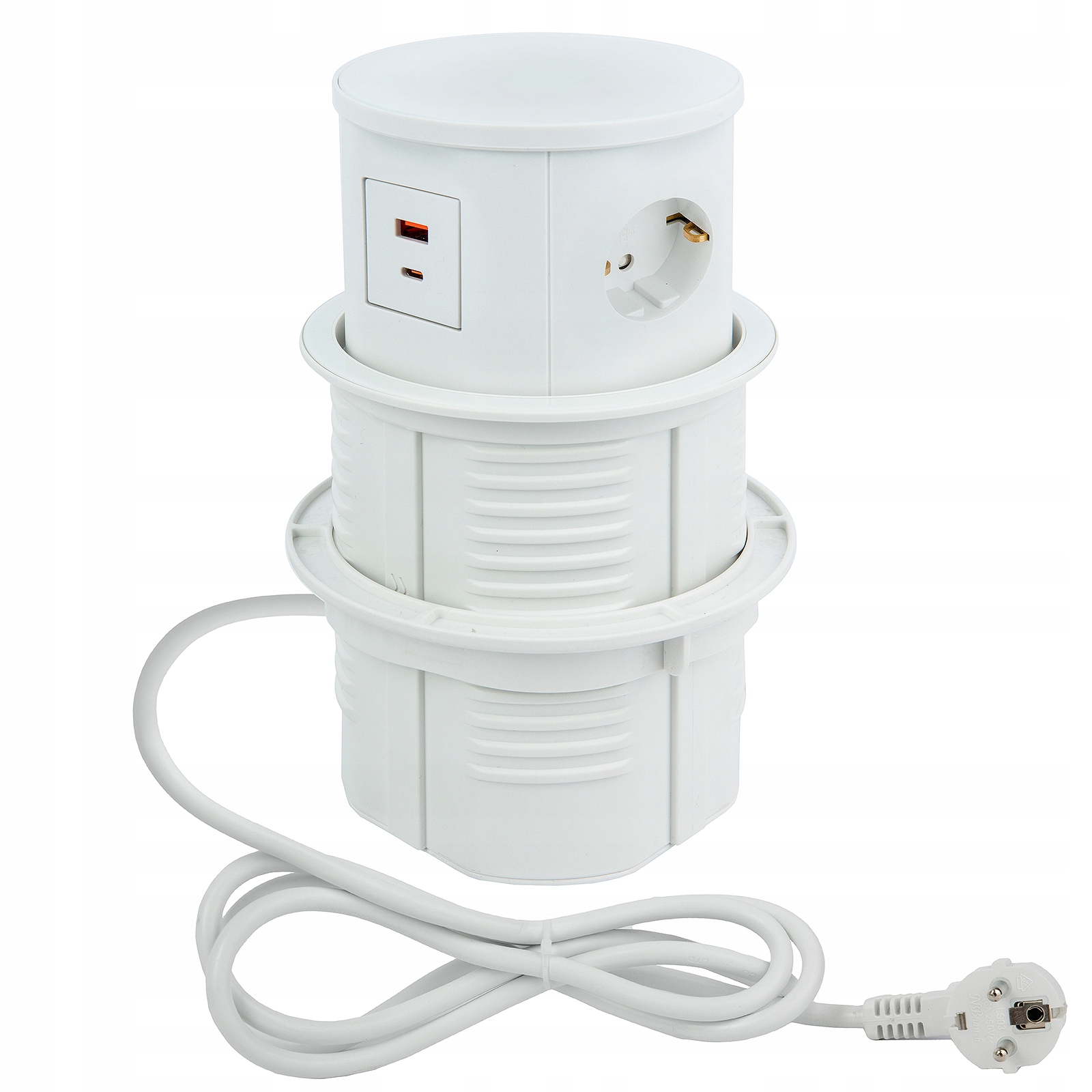 In Der Arbeitsplatte Versteckte Ladebuchse, Weiß, 3 X 230 V, 2 X Usb, 16 A