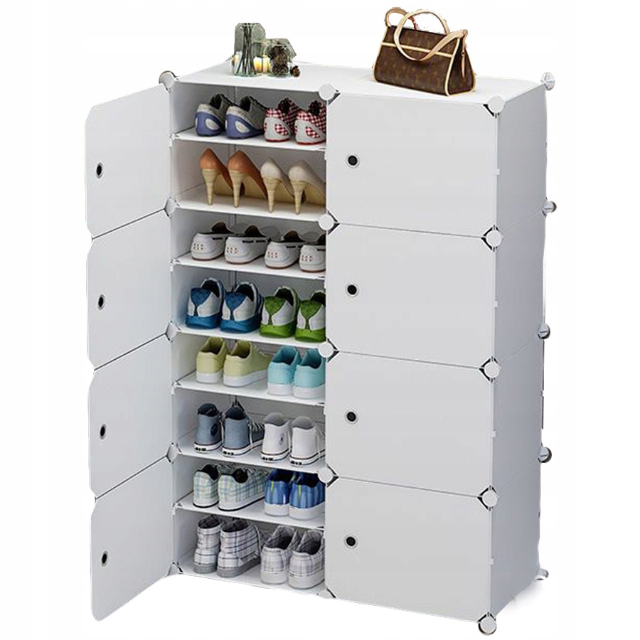 Modulares Schuhregal Für 32 Paar Schuhe, Weißer Kleiderschrank, 8 Module, Möbelregal