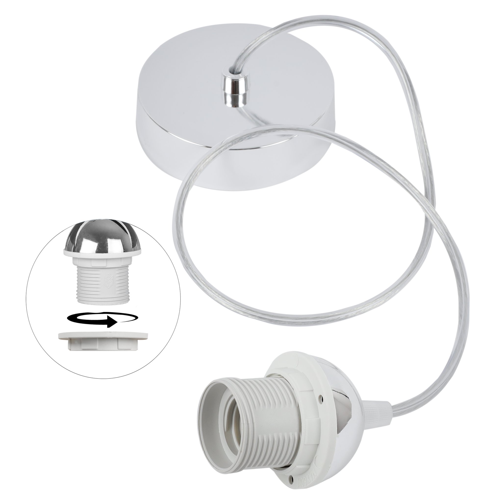 Flachkabel 100 Chromschale Kegel 50 Chromweiß