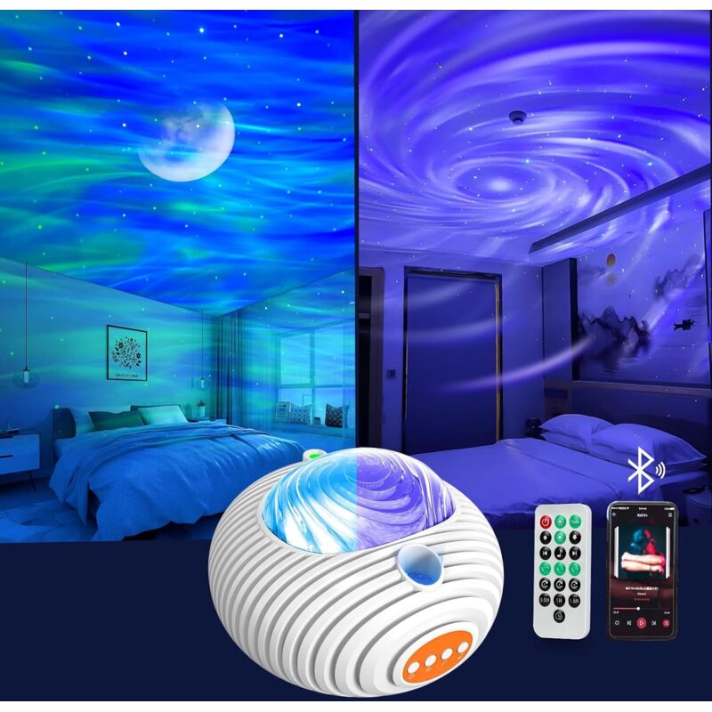 Sternenhimmel-projektor Mit Dual-effekt-projektorlampe: Galaxie, Nordlichter Und Milchstraße, Sternenprojektor Mit Bluetooth-lautsprecher, Fernbedienung Und Timer Für Kinder Und Erwachsene