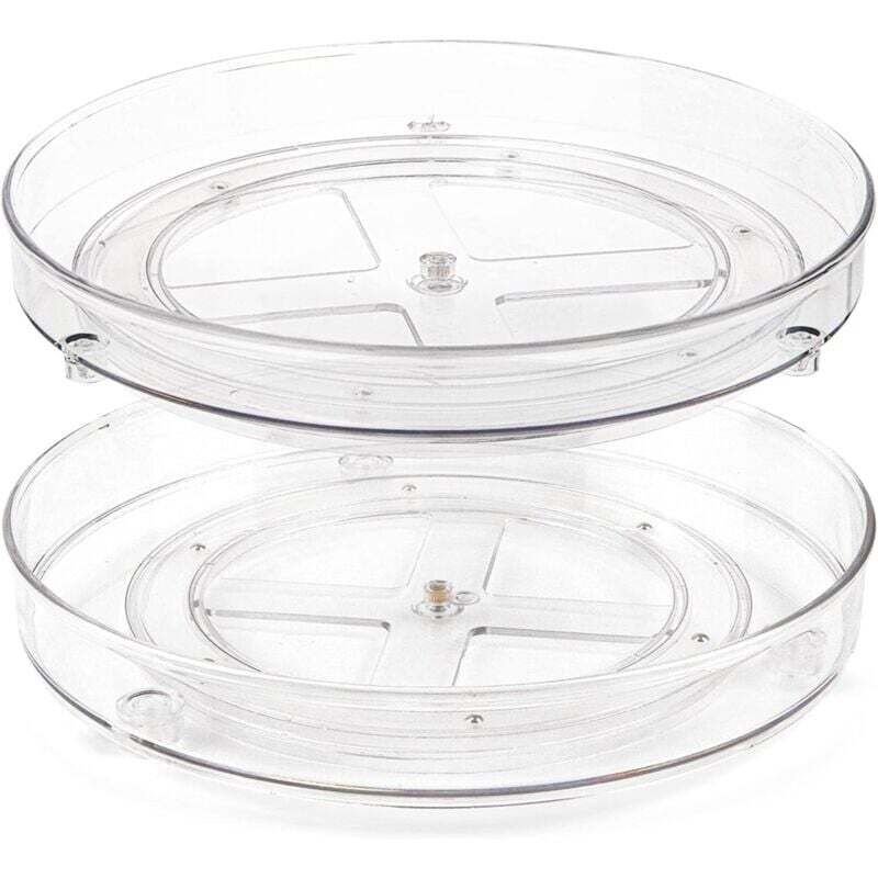 Set Mit 2 Drehbaren Lazy Susan Küchentabletts, 360° Drehbare Aufbewahrungstabletts Für Küche Und Bad (23,5 X 3,6 Cm)