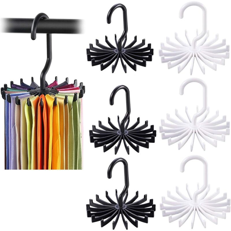 6 Drehbare Schalhalter Mit 20 Haken, Schwarz/weiß