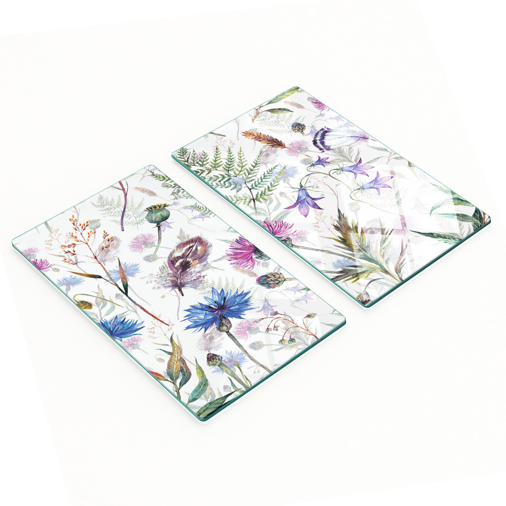 Multifunktionale, Dekorative Glasplatten Für Die Küche, Wildblumenmuster, 2 X 30 X 52 Cm