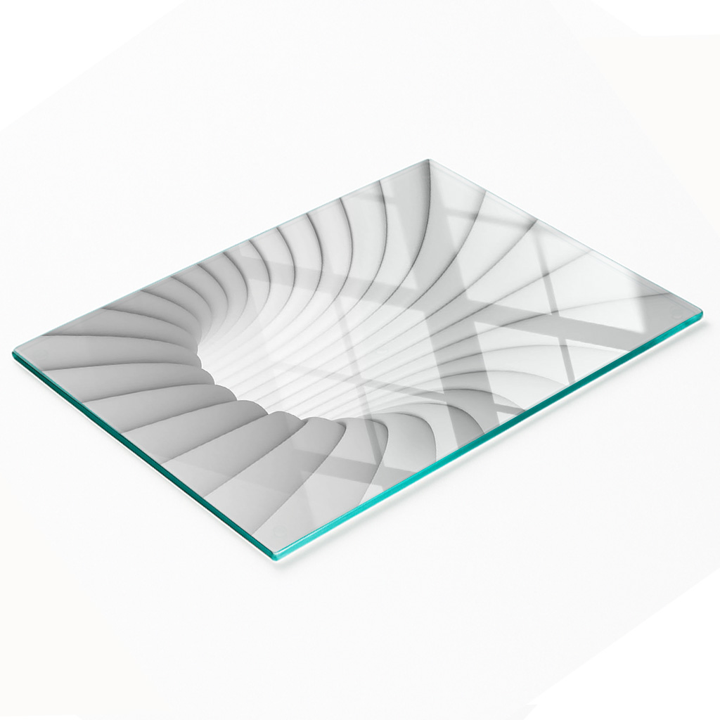 Küchenarbeitsplatte Aus Gehärtetem Glas Mit Abstraktem Tunnelmotiv, 80 X 52 Cm