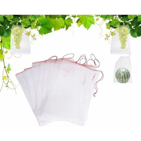 100er-packung Insektensichere Netzsäcke, Nylon-gartenschutznetz, Wiederverwendbare Obst- Und Pflanzenschutzsäcke, Vogelsichere Traubensäcke Mit Kordelzug, 15 X 10 Cm