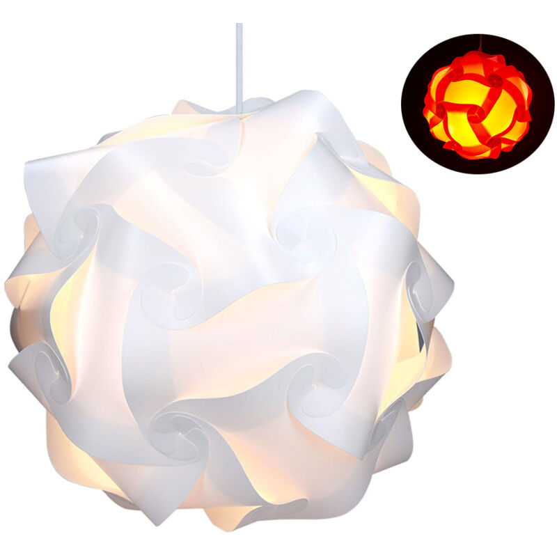 Puzzle-lampe Xl-lampenschirm – Iq-leuchte 30 Stück 15 Designs Weißes Licht – Durchmesser Ca. 40 Cm – Mit Deckenhalterung, Kabel Und E27-fassung