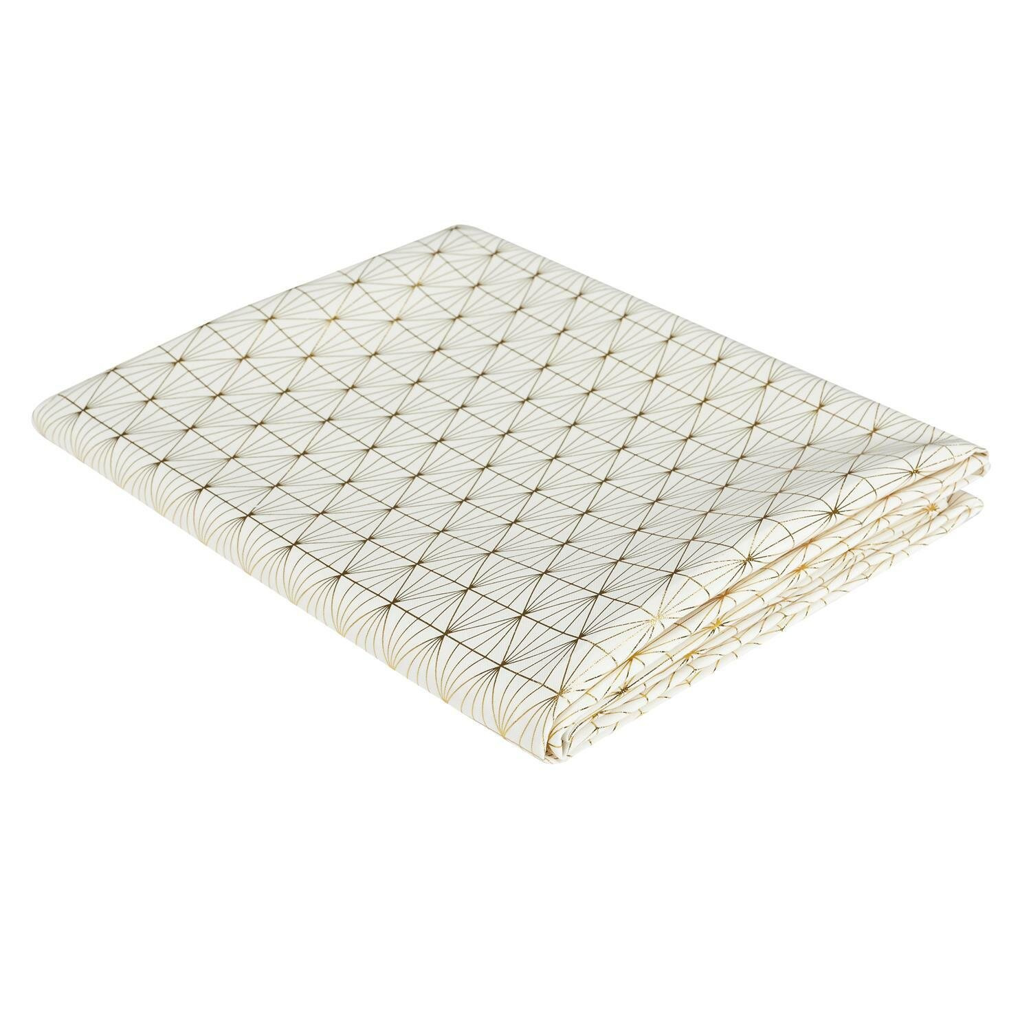Tischdecke 140x250 Cm Geometrisch Dore Weiß Mit Goldenen Mustern