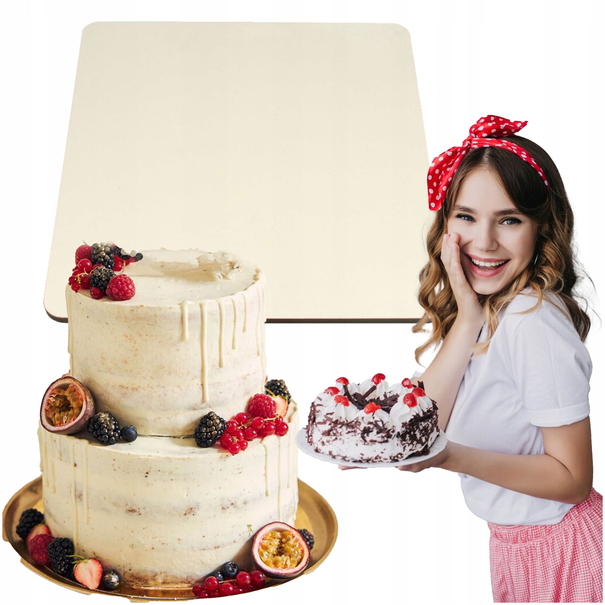 Kuchenboden, 30 Cm Quadratisch, Weiß, Stabil, Dicke Kuchenplatte