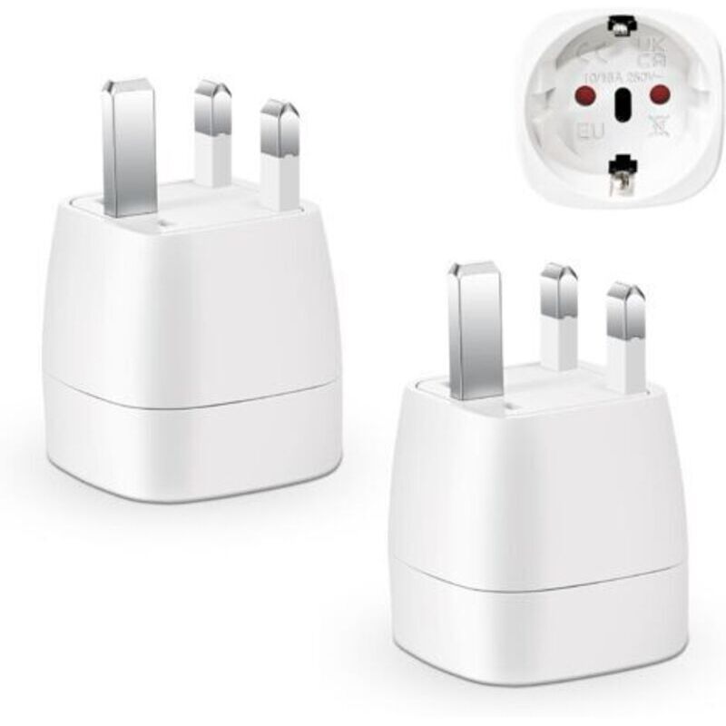 2er-pack Uk-steckeradapter, Frankreich-uk-reiseadapter, Steckeradapter Für Irland, England, Schottland, Dubai, Malta, Typ-g-adapter (weiß)