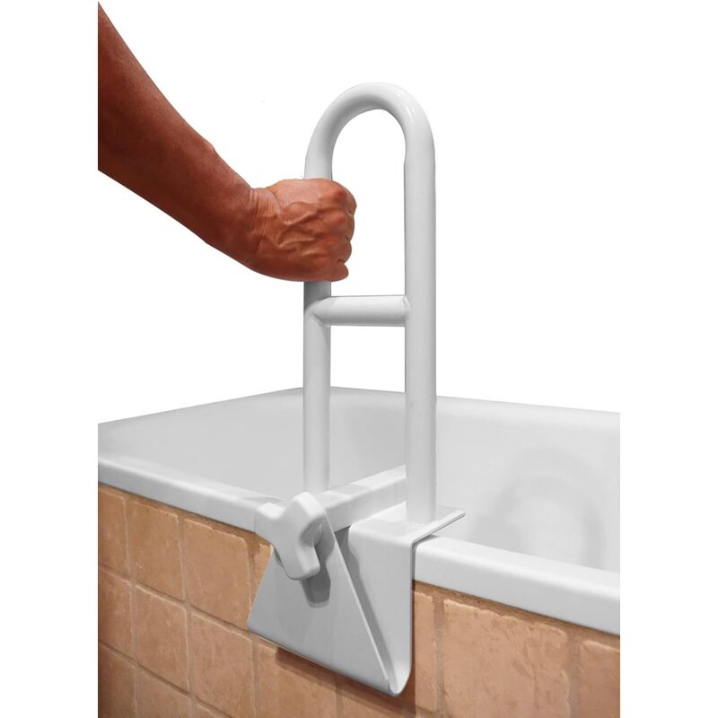 Haltegriff Für Senioren Im Badezimmer, Sicherheitsgriff Ohne Bohren (8 Cm Glatte Kanten), Weiß, Rutschfest
