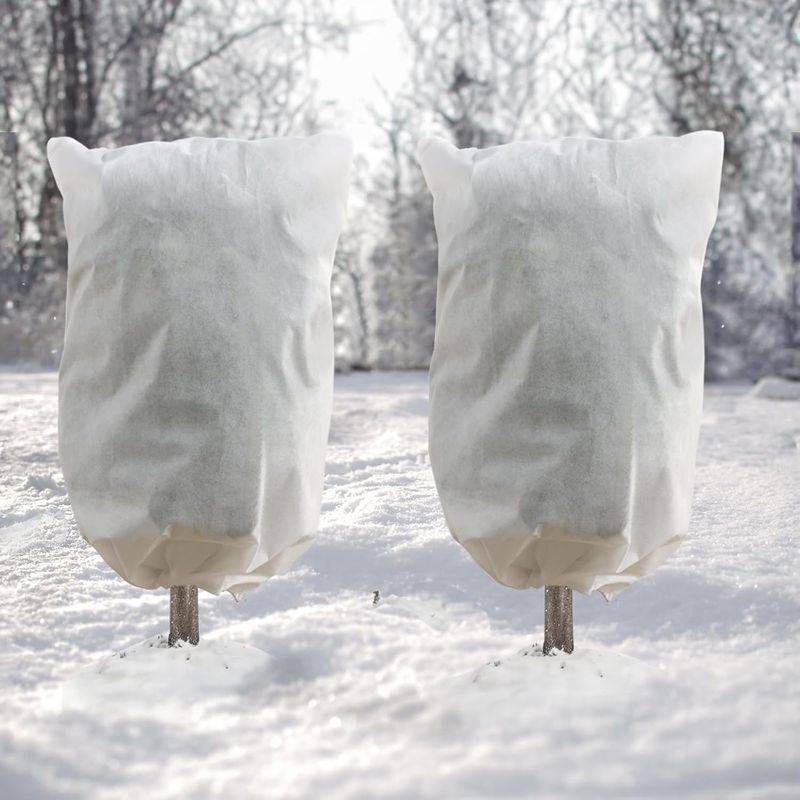 Stück 100x120 Cm Winter-pflanzenschutzhüllen, Winterpflanzenschutz Mit Kordelzug Und Reißverschluss, Wiederverwendbares Winter-pflanzenschutzgewebe Vor Frost, Kälte Und Insekten