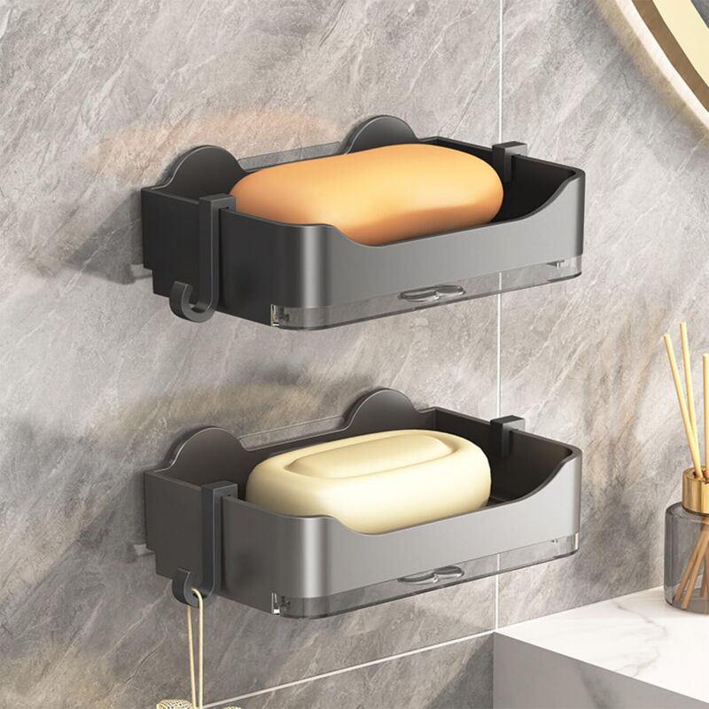 Selbstklebende, Wandmontierte Seifenschale, 2 Stück, Effizienter Wasserablauf, Praktisch Für Bad Oder Küche