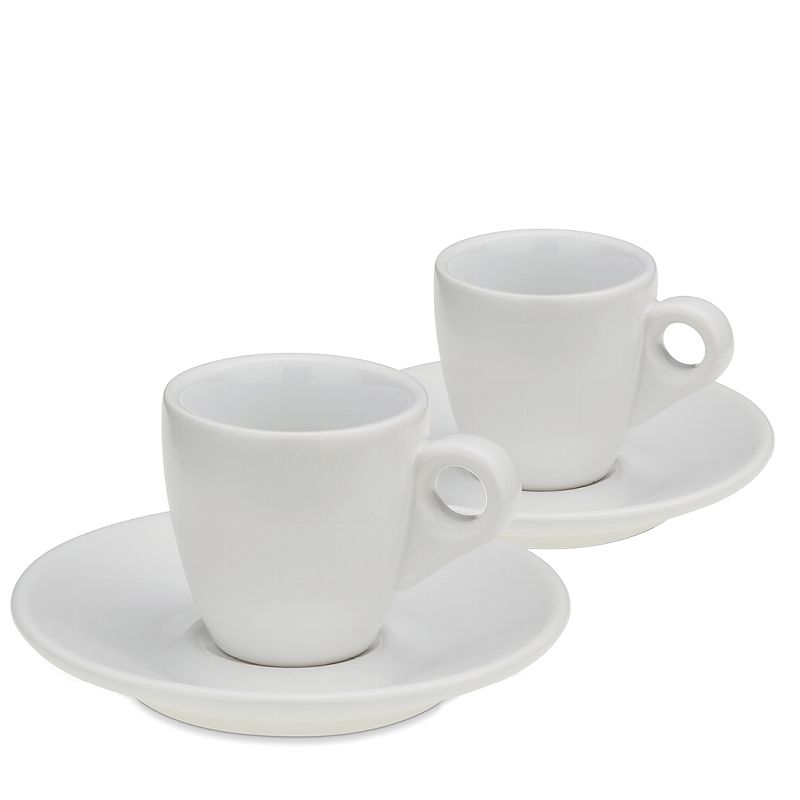 Espressotassen Mit Untertassen, 2 Stück, Keramik, 0,05 L, Durchmesser 12 X 6,5 Cm, Weiß, Mattia / Kela