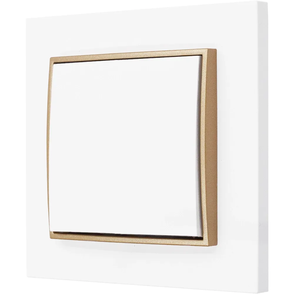 Einzelschalter Mit Rahmen Karlik Mini, Weiß/gold