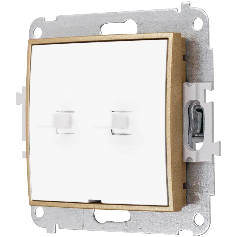 Schaltermodul Ohne Rahmen, Doppelt, Usa Karlik Mini, Farbe Weiß/gold