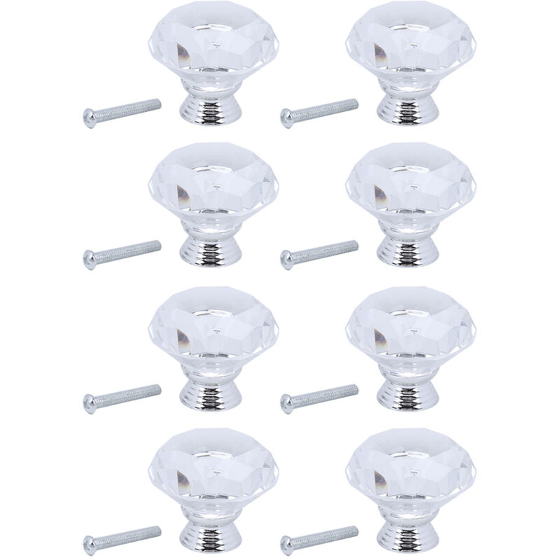 40-mm-kristallglasknöpfe, 8-teiliges Diamant-schubladenknopf-set