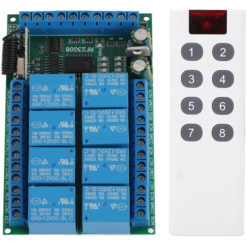 8-kanal-fernbedienungsmodul, Drahtloses Fernbedienungs-schaltmodul, 100-mbit/s-fernbedienung Mit Festcode, Drahtloser Fernbedienungsschalter, Relaismodul (12 V).