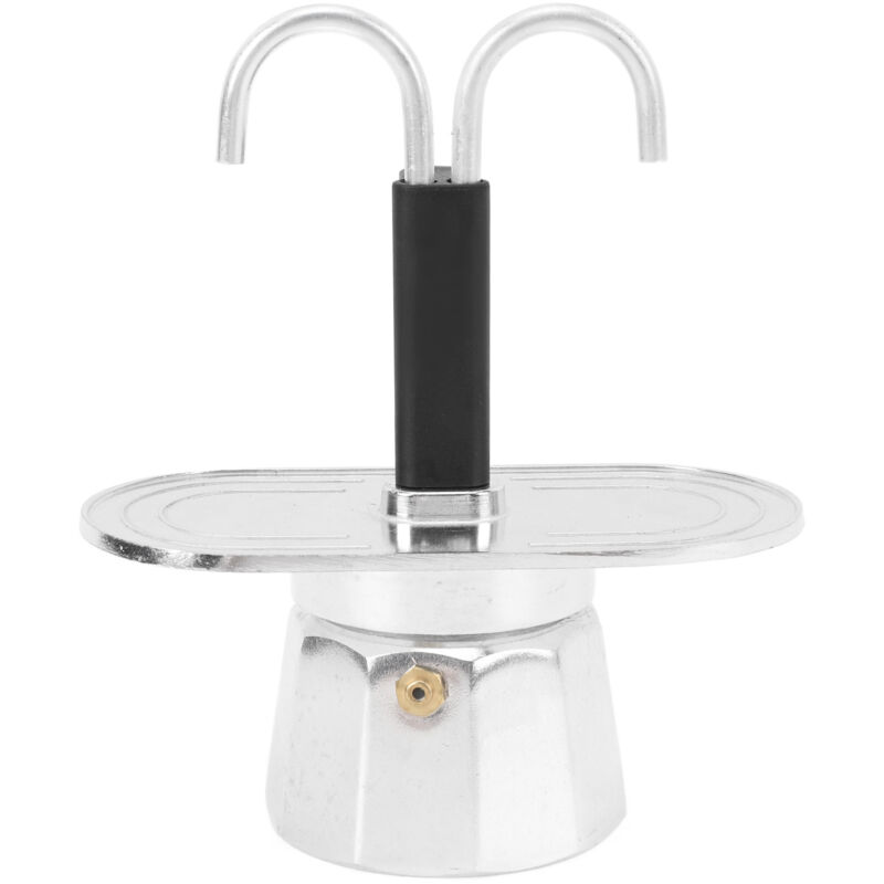 Mini-kaffeemaschine Für 2 Tassen, Doppelwandige Herdkanne Aus Aluminiumlegierung, 100-ml-edelstahl-kaffeemaschine Mit Integriertem Filter Für Zuhause Und Büro (reduzierter Sockel)