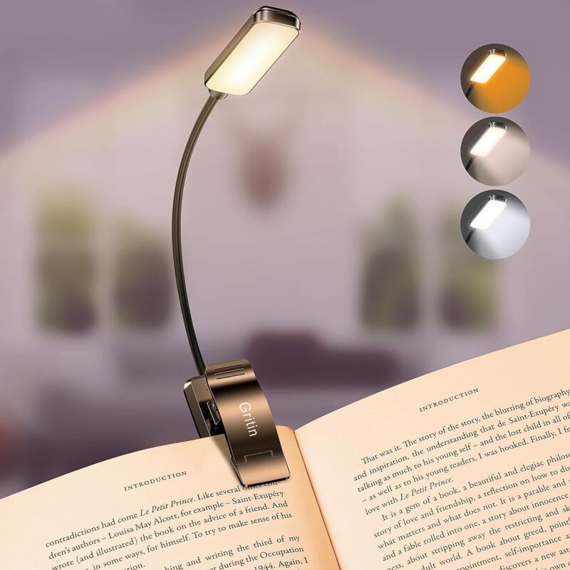 Wiederaufladbare Led-leseleuchte Zum Anklemmen – 3 Modi, Dimmbar, Augenschutz, 360° Flexibler Hals