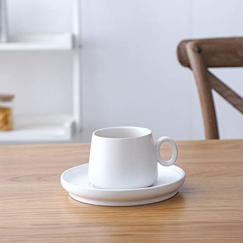 Tasse Et Soucoupe Basiques Pour Thé, Café, Cappuccino, Pour 1 Personne, Tasse Et Soucoupe En Céramique, Service À Thé Japonais/coréen, Blanc Et Gris Créatif, 250 Ml