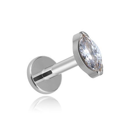 Labret-ohrring Aus Titan In Tropfenform Mit Weißem Zirkonia (1,2/8 Zoll)