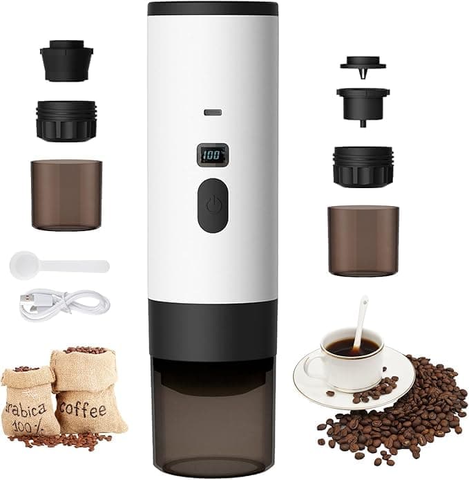 Tragbare 3-in-1-kaffeemaschine Mit Usb-anschluss – Für Kapselkaffee Und Espresso, Ideal Für Büro, Camping, Auto Und Reisen. Weiß.