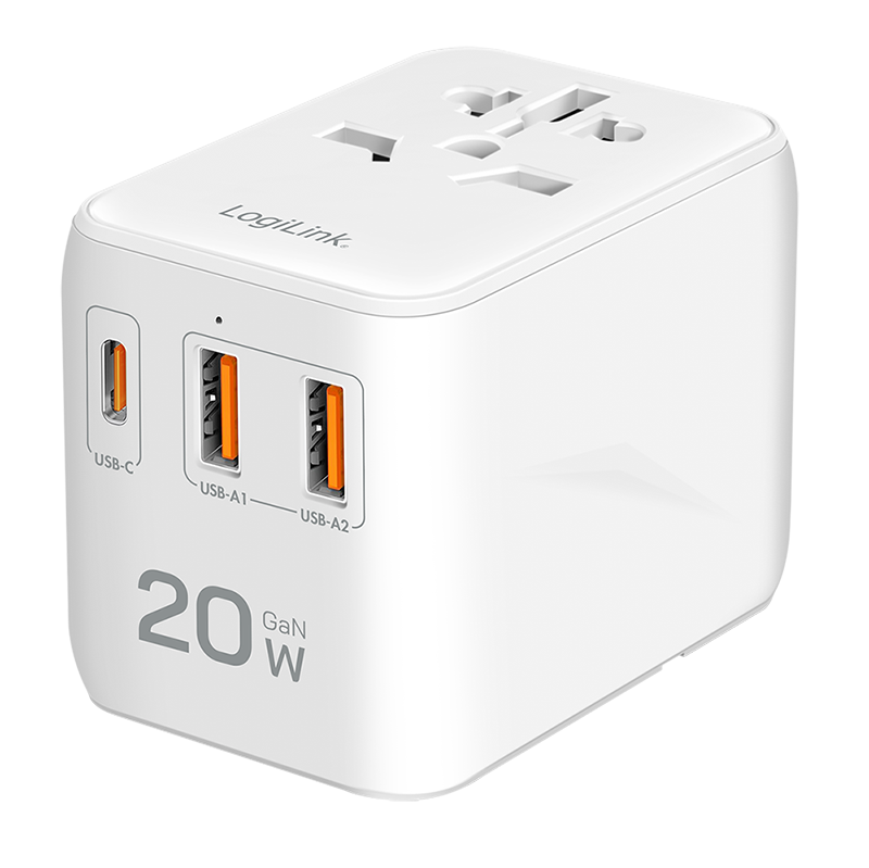 Logilink 20w Pd Usb-ladegerät Reiseadapter 4 Usb-c/a-anschlüsse 200 Länder