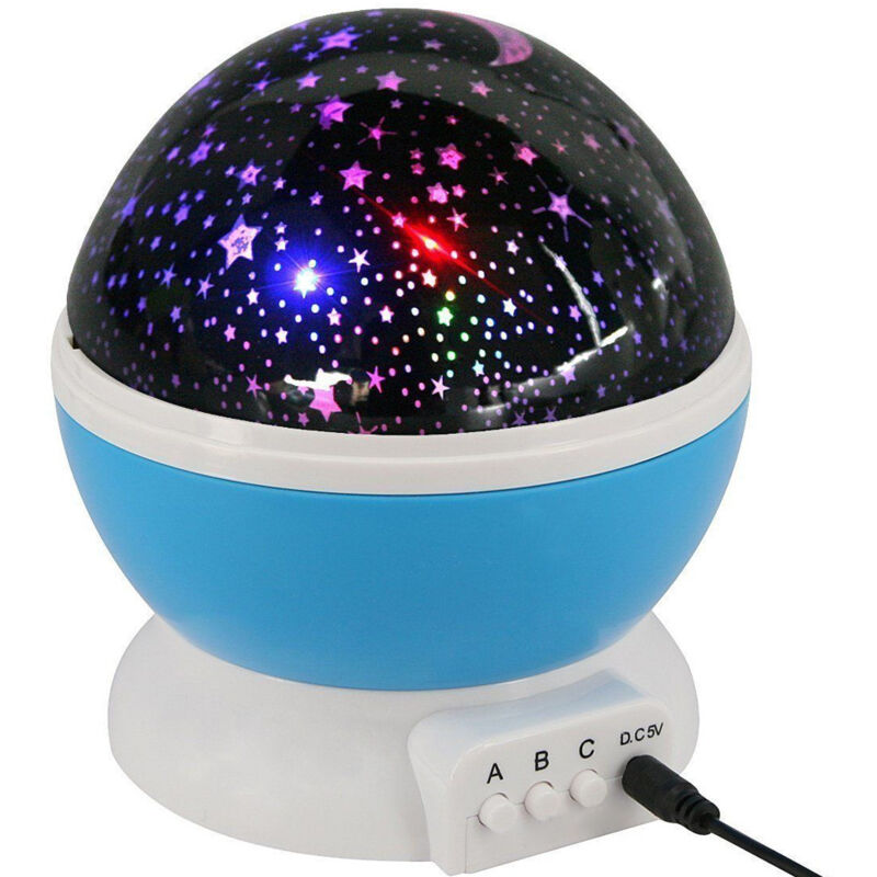 Kinder-nachtlicht, 360° Drehbare Romantische Projektorlampe, Baby-sternen-nachtlicht, Nachttischlampe, Stimmungslicht (4 Leds, 8 Beleuchtungsmodi, 2 Lademodi)